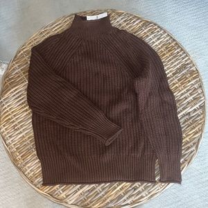 J.Crew heavyweight cotton knit sweater, beautiful chocolate brown.